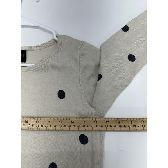 Absolutely Womens Sweater Size Small Tan Black Polka Dot Long Sleeve Lightweight - Picture 6 of 9